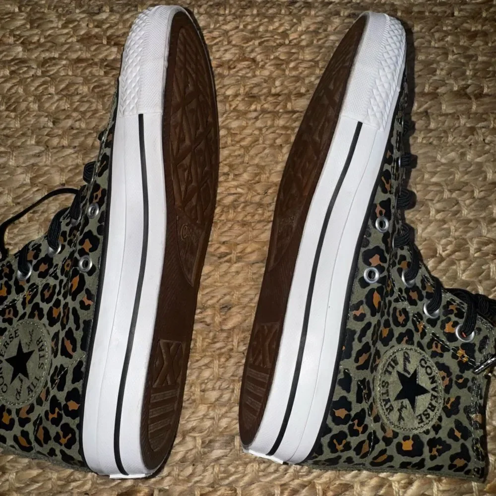 🆕🔥 Converse CONS Chuck Taylor High Tops – Leopard Print with Orange Pop! 🔥 M6 W8